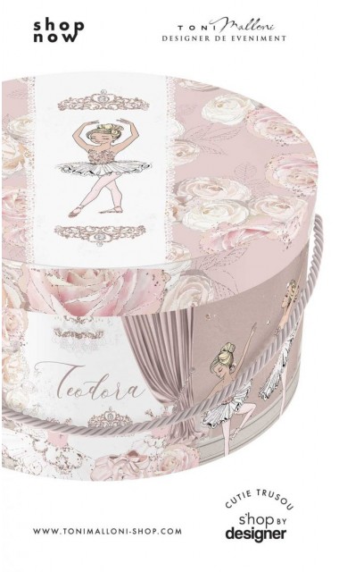 Cutie de trusou elegant cu balerina in culori pastelate cum ar fi alb si roz pudra 3